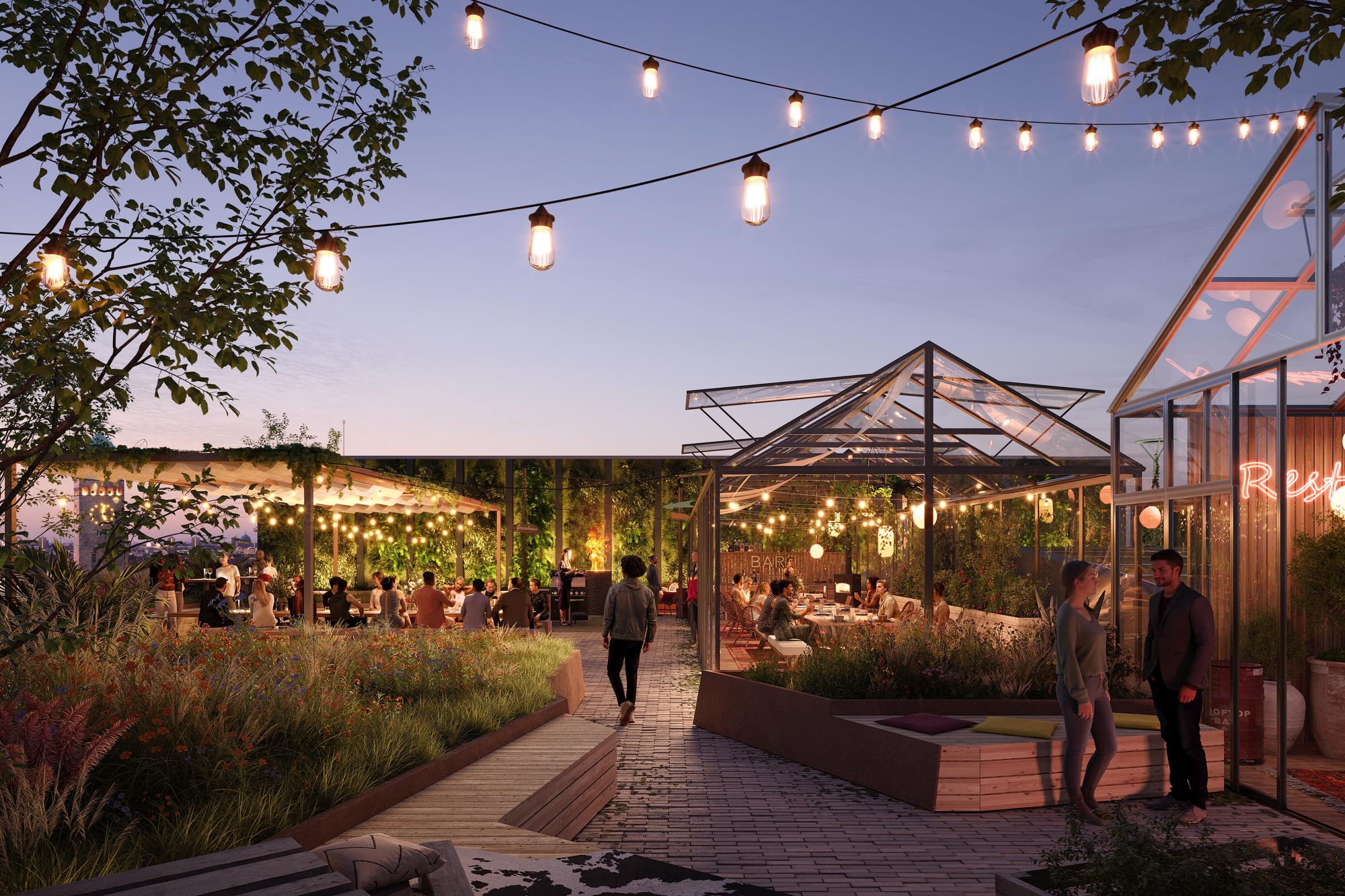 Dachterrasse des Kalle Neukölln mit Veranstaltungsflächen